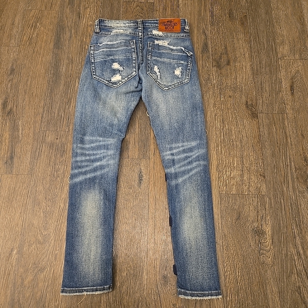 Smugglers Moon Distressed Blue Jeans Mens 28x31 Rare Sippin When Moon Shine - Picture 5 of 7